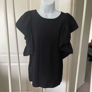 ASOS black ruffle sleeves too blouse US 0 preowned